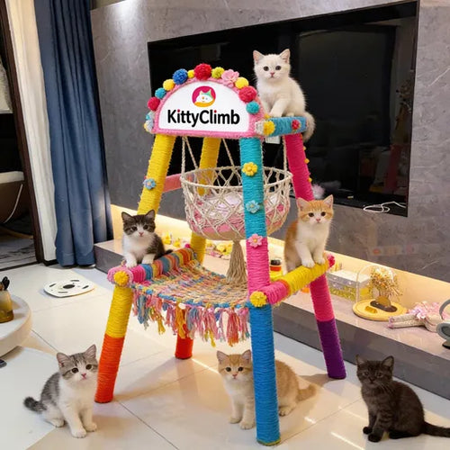 Aevorly® Cat Jungle Royal Tower: Multi-Level Adventure Hub with Scratching Posts, Cozy Caves & Sky-High Perches for Your Mischievous Feline Explorer