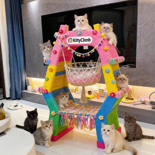 Aevorly® Cat’s Secret Sky Fortress: Multi-Level Indoor Jungle Gym | Scratching Posts, Cozy Hideaways & Perches for Kittens to Adult Cats